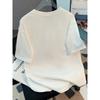 European sizes 2026 Fashion New Women's Round Neck Blue Line King Letter Print Stylish Summer Cool Short Sleeve Casual Ice Fiber Fabric T-Shirt