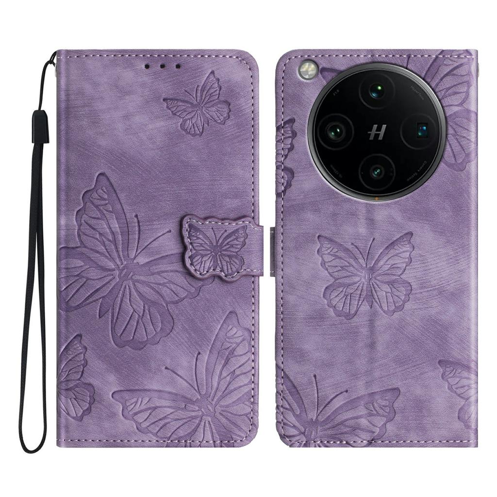 For Oppo Find X8 Pro 5G Case Butterfly Design Flip Wallet Leather Phone Cover Skin-Touch