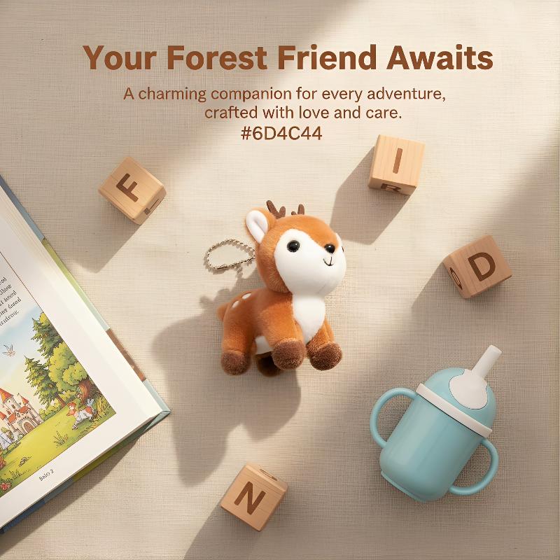 Cute Sika Deer Plush Keychain Stuffed Animal Soft Pendant for School Bag Girly Purse Car Keys Gift UseGood Quality