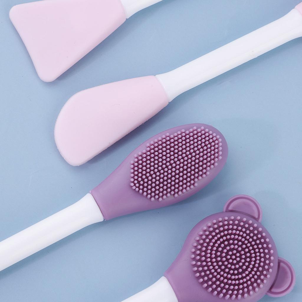 Bear Silicone Double Head Face Mask Brush Facial Exfoliate Blackhead Removal Cleanser Brush Mud Film Facial Brush Skin Care Tool