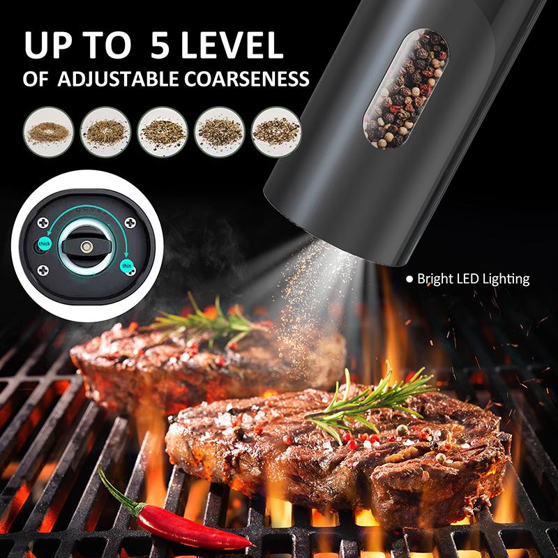Salt And Pepper Grinder Set Electric,Rechargeable Salt And Pepper Shakers Stainless Steel With Usb C Dual Charging Base