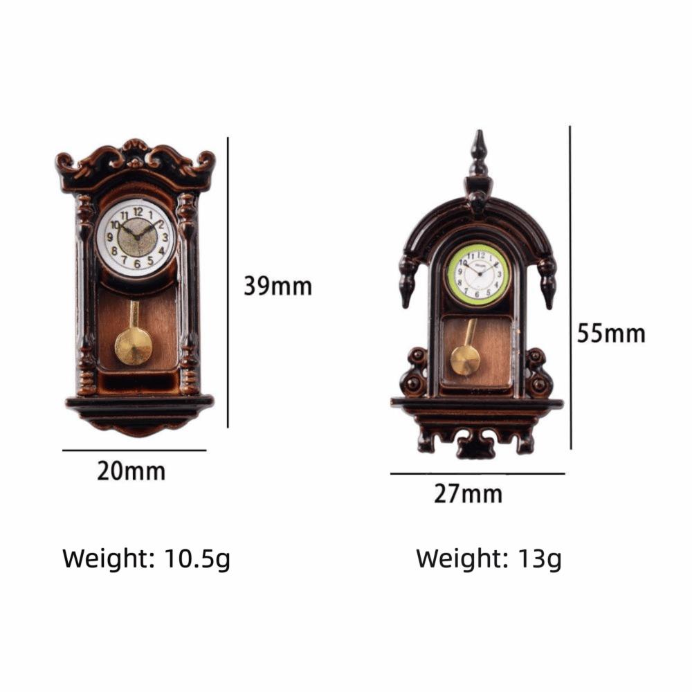 Zinc Zinc Alloy Material Dollhouse Wall Clock Movable Pendulum Simulated Furniture Model  Living Room Decor