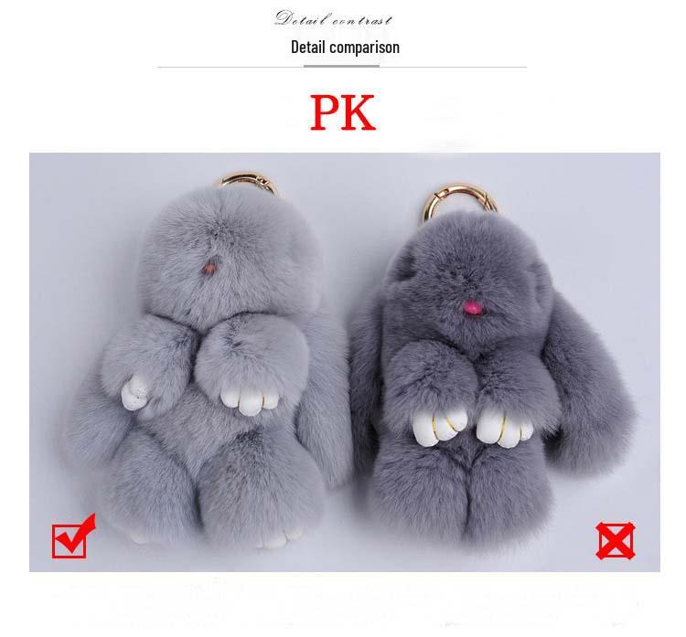 Breloc Pompom din Blană de Iepure Rex - Pandantiv Iepure Pluș Drăguț și Charm pentru Geantă