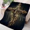 1PC Warm and Cozy Flannel Blanket, Cross Jesus Blanket, Sofa Bedroom Office Leisure Nap Cover Blanket, Machine Washable Blanket
