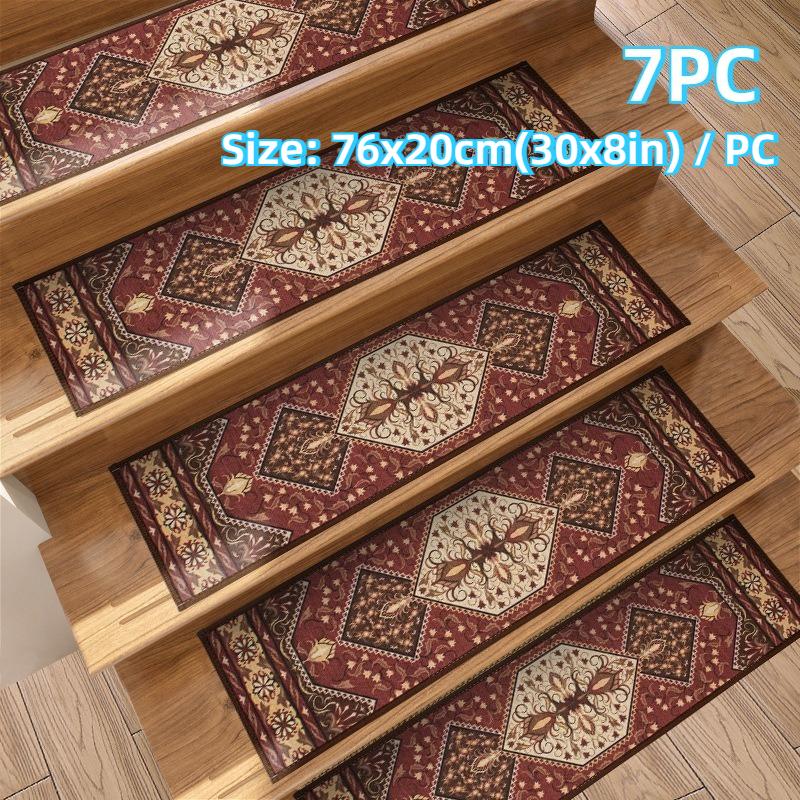 Persisches Retro-Blumenmuster Treppenmatte Dekoration Haus Rutschfest Selbstklebend Treppenmatten 7 Stück 15 Stück Maschinenwaschbar Stufenmatte