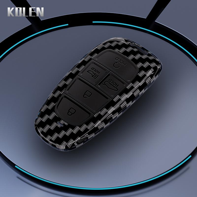 Abs Carbon Fiber Car Key Case Cover For Hyundai Sonata Sel Ev 6 8 Ioniq 5 Nexo Tucson Sonata Grandeur Sonata Limited