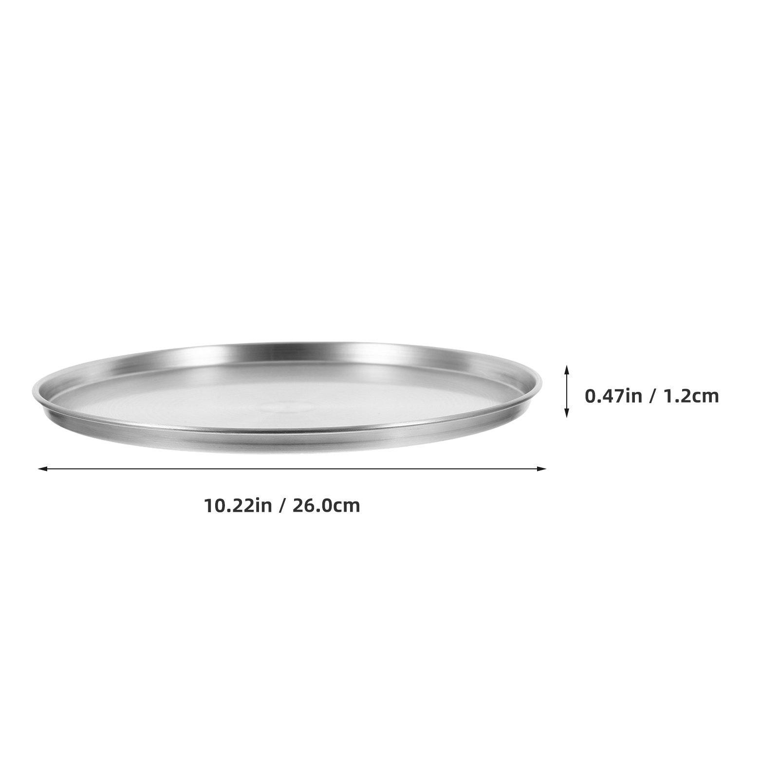

10 Inch Metal Pizza Pan 26cm Stainless Steel Steaming Plate Flat-bottomed Round Shallow Dish Non Stick Baking Tray Food Trays