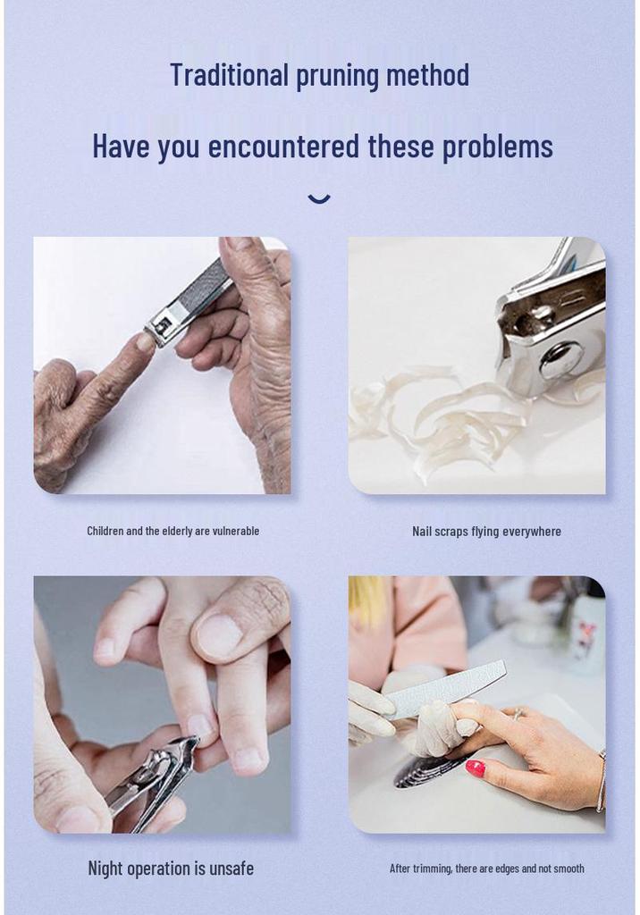 Electric Nail Clippers & Trimmer with Grinder for Elderly & Kids, Automatic Manicure Tool & Nail Polish Remover