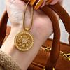 2025 Women's Ancient Gold Eight Treasures Compass Necklace with Braided Rope Chain