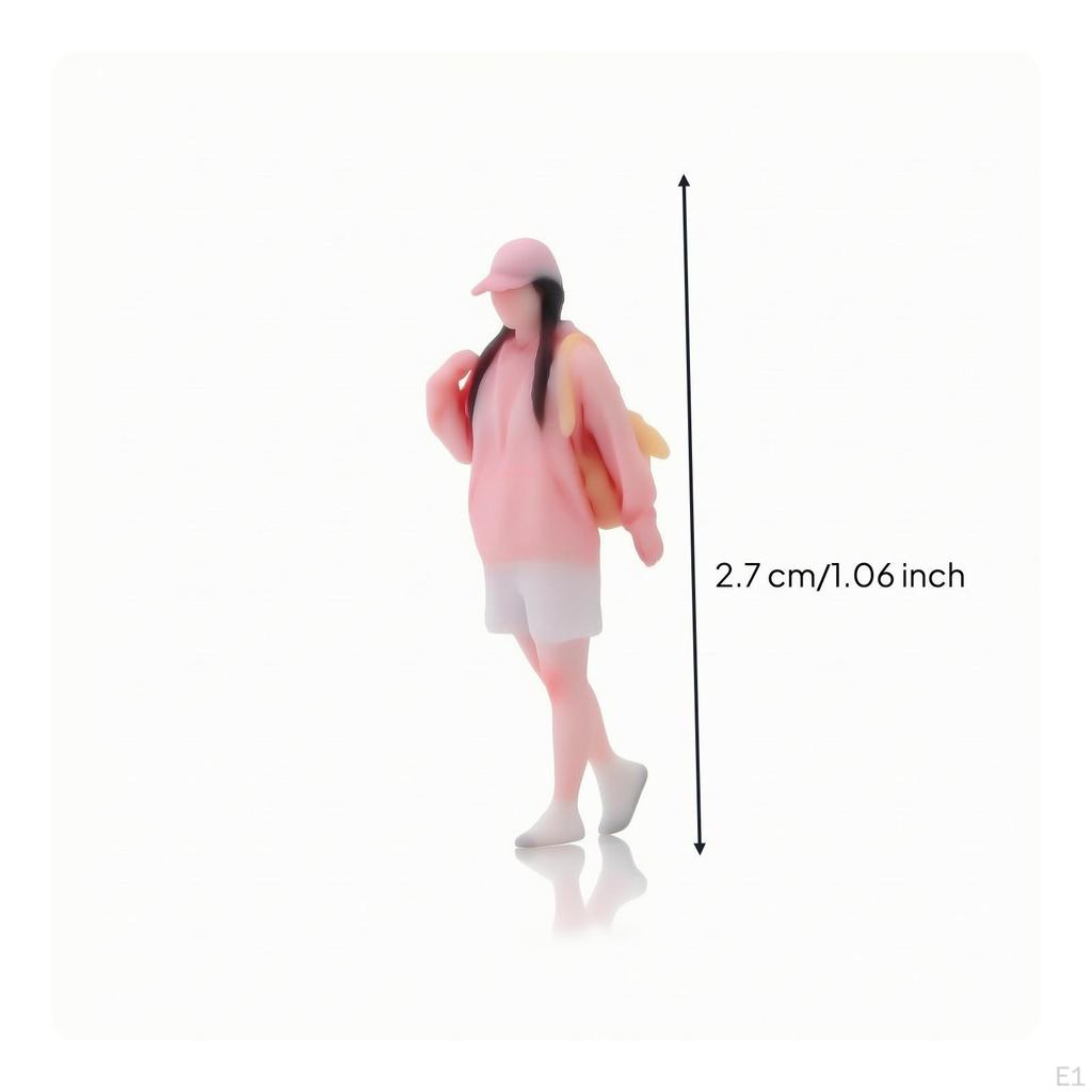 Miniature Figure with Backpack | Detailed 1/64 Scale, Realistic Walking Pose, Figurine,