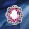 Jewelry Copper Bottom Gold-Plated Simulation Color Treasure Temperament Luxury Large Denier-Shaped Set Main Stone 15 * 20