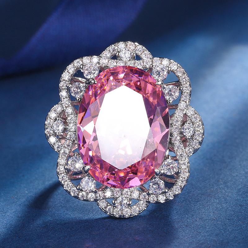 Jewelry Copper Bottom Gold-Plated Simulation Color Treasure Temperament Luxury Large Denier-Shaped Set Main Stone 15 * 20
