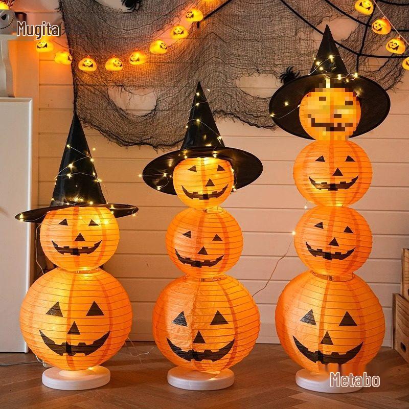 Glowing Pumpkin Lantern Halloween Decor for Doors, Shops, and Bars
