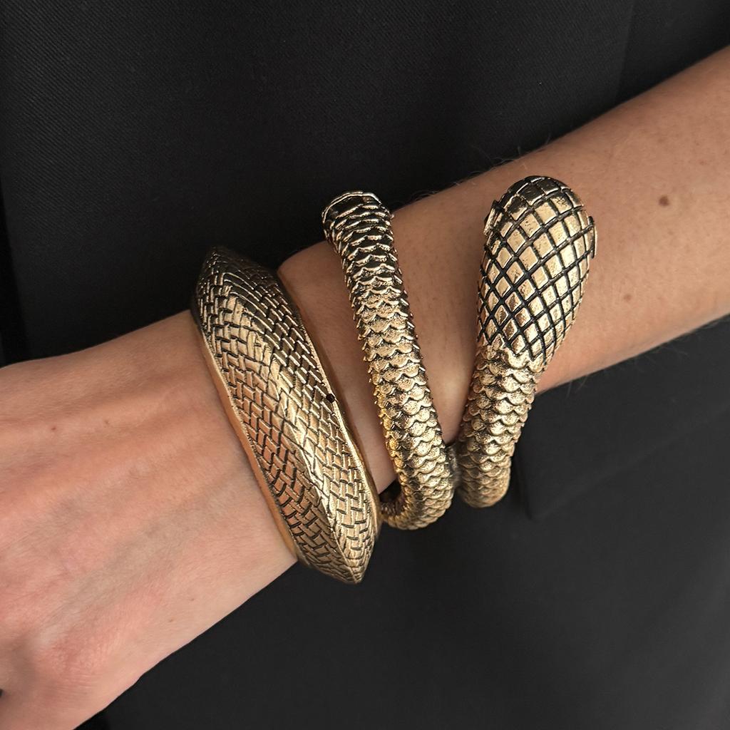 SHIXIN Punk Geometrisch Schlangenhaft Weit Öffnend Armreif Armband Damen Übertrieben Stapelbar Schlangenmanschette Federarmband Party Schmuck