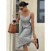 YYFS Women's Fashion Summer Spring Stripe Print Sleeveless Square Collar High Waist Casual Dresses