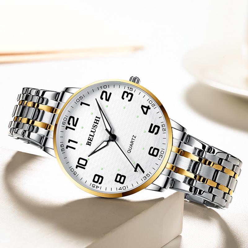Selected Beroz Luminous Quartz Watches for Couples - Waterproof, Large Numbers, Suitable for Middle-Aged and Elderly Men