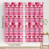 2PCS Pink Striped Heart-shaped Symbol Curtain, Sweet and Cool Style, Living Room and Bedroom, Decorative with Drawbar Pockets