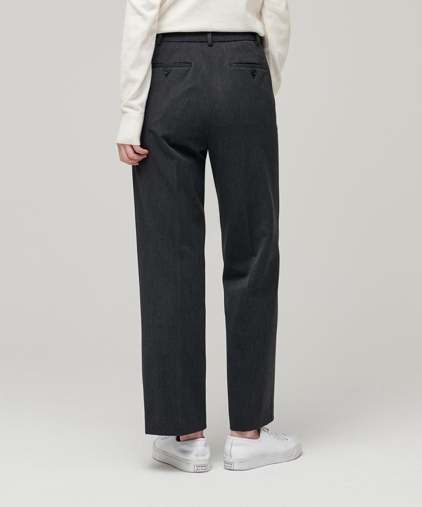 MUSINSA STANDARD WOMAN Women'S Heavyweight Fleece-Lined Straight Hidden Elastic Waist Slacks [Charcoal Gray]