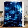 Contemporary Reversible Flannel Blanket - Polyester, Non-Woven Fabric, All-Season Comfort - Digital Print Snowflake Pattern