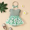 Baby Girl Sleeveless Lace Floral Bowknot Romper Dress with Headband Toddler One-piece Outfit Summer Style