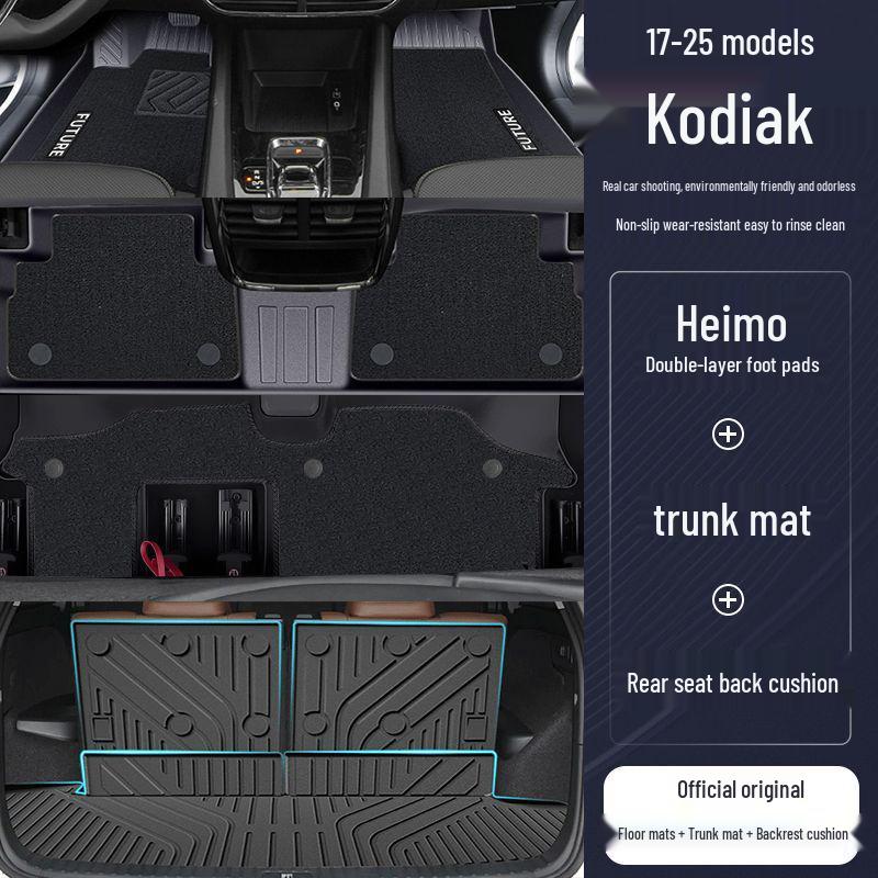 TPE Floor Mats for Skoda Kodiaq - 7-Seater, Surround Design, All-Weather Protection.