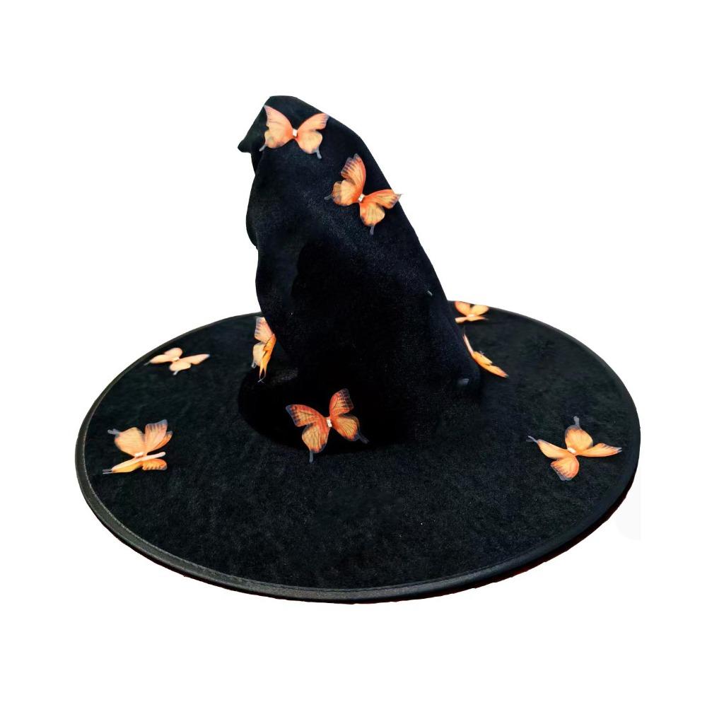 Colorful Butterfly Wizard Cap Velvet Halloween Black Cap Halloween Witch Hat Halloween Party