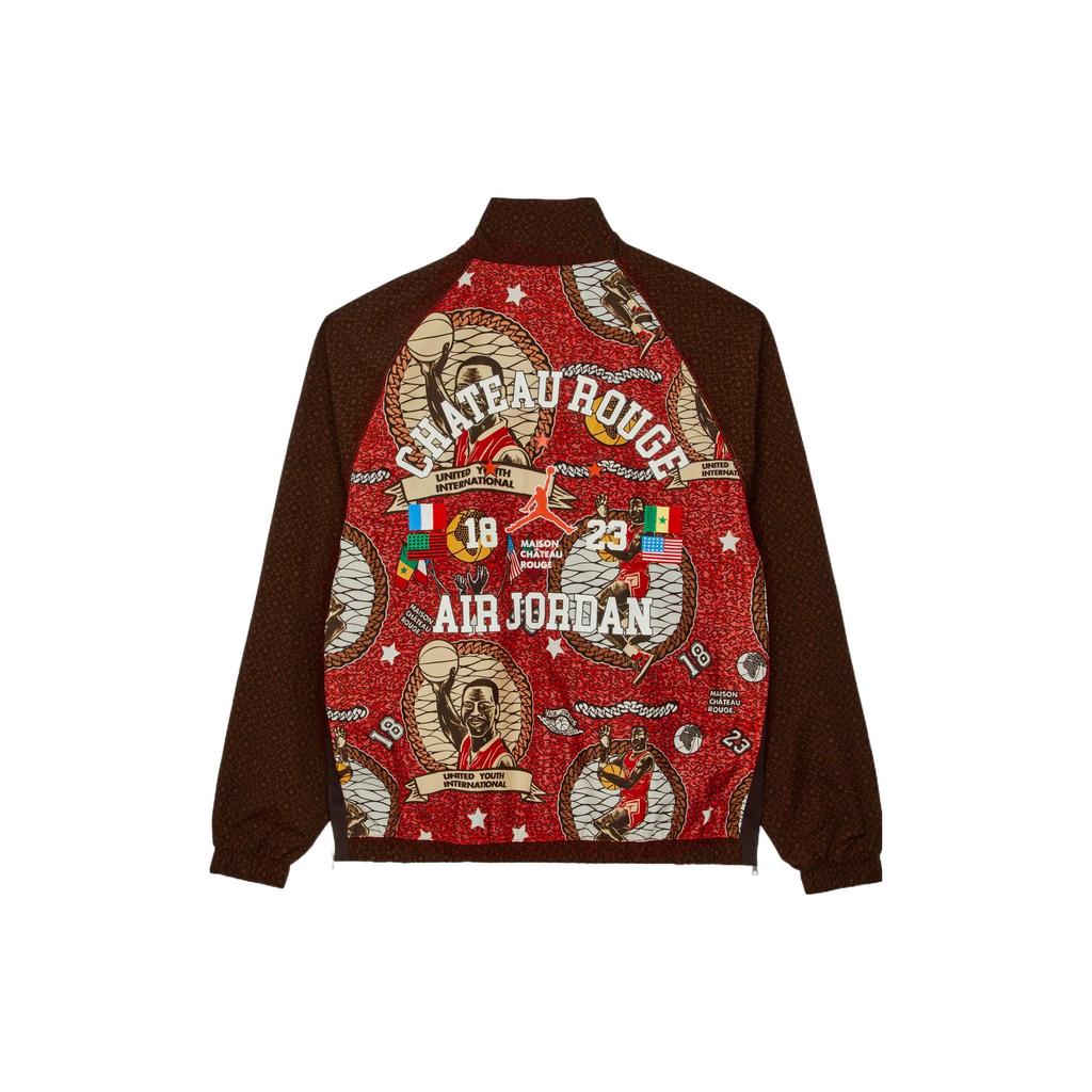 Jordan X Maison Chateau Rouge Printed Patchwork Half-Zip Stand Collar Jacket Men Jackets Light-Tan DO4162-226