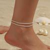 2pcs Adjustable Ankle Chain Sparkling Thin Foot Chain Double-Layer Anklet  Daily Parties
