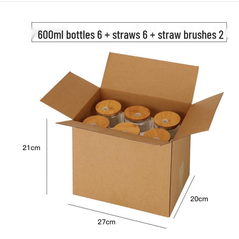 

SX Round Transparent Glass Cups with Bamboo Lids, 600ml, Set of 6