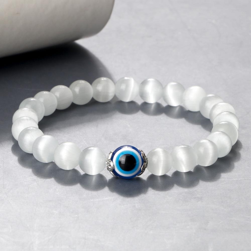 Boho Evil Eye Flower Beaded Stretch Bracelet for Men and Women - Yoga Energy Bracelet