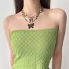 Vintge Butterfly Pearl  Necklace Beaded Women Collarbone Chain Chain Tassel Necklace  Women