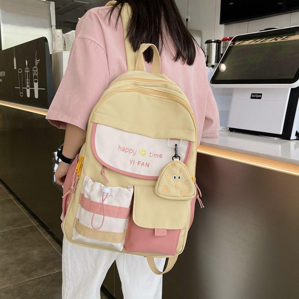 Cute College Backpacks Portable with Cheese Shaped Bag Cartoon School Bags Colorful Large Capacity Children's Backpack