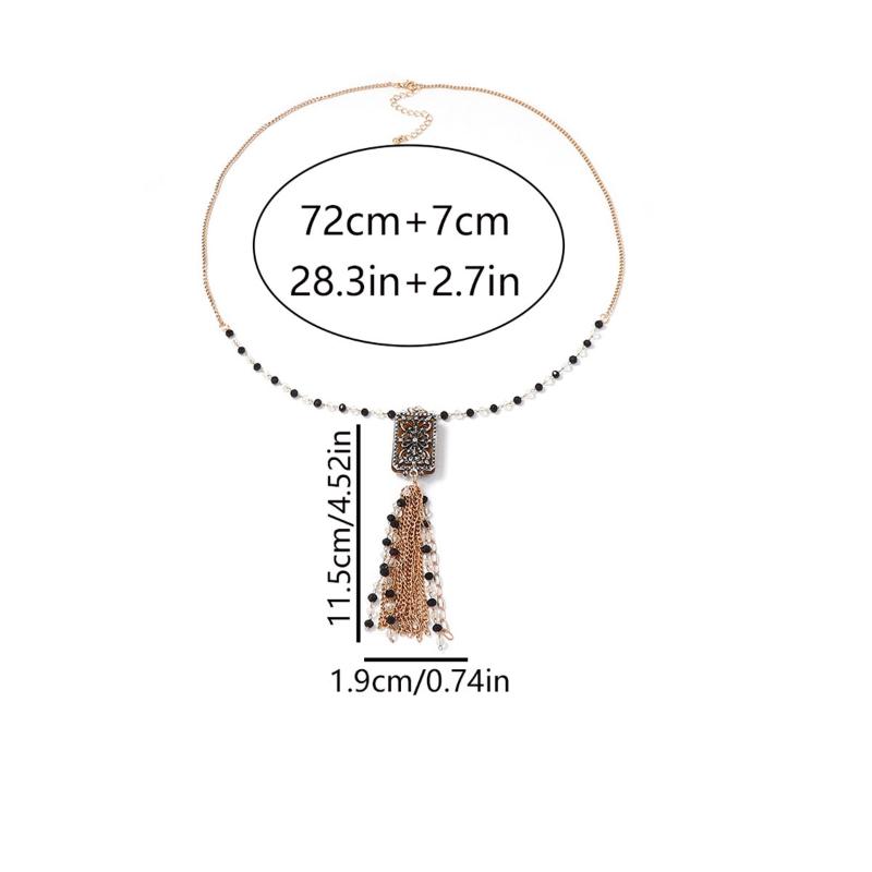 Alloy Handmade Bead Necklace With Tassel Pendant Exaggerated Personality High Quality Vintage Jewelry Accessory Gift