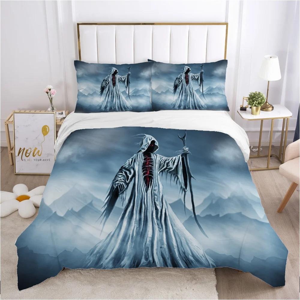 Cartoon Halloween King Queen Duvet Cover Horror Eyes Grimace Bedding Set for Children Boys Girls Scary Night Theme Quilt Cover