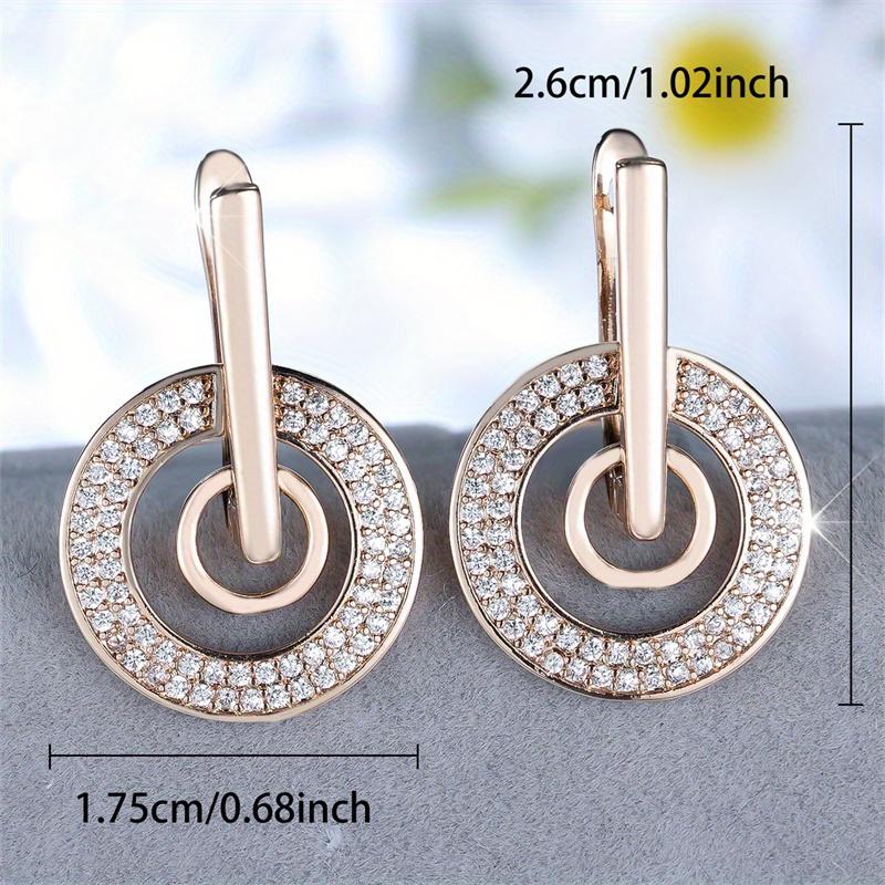 1 Paar Luxus Mode Weiße Stein Hängeohrringe Goldfarben Kreis Hängeohrringe Valentinstag Schmuck