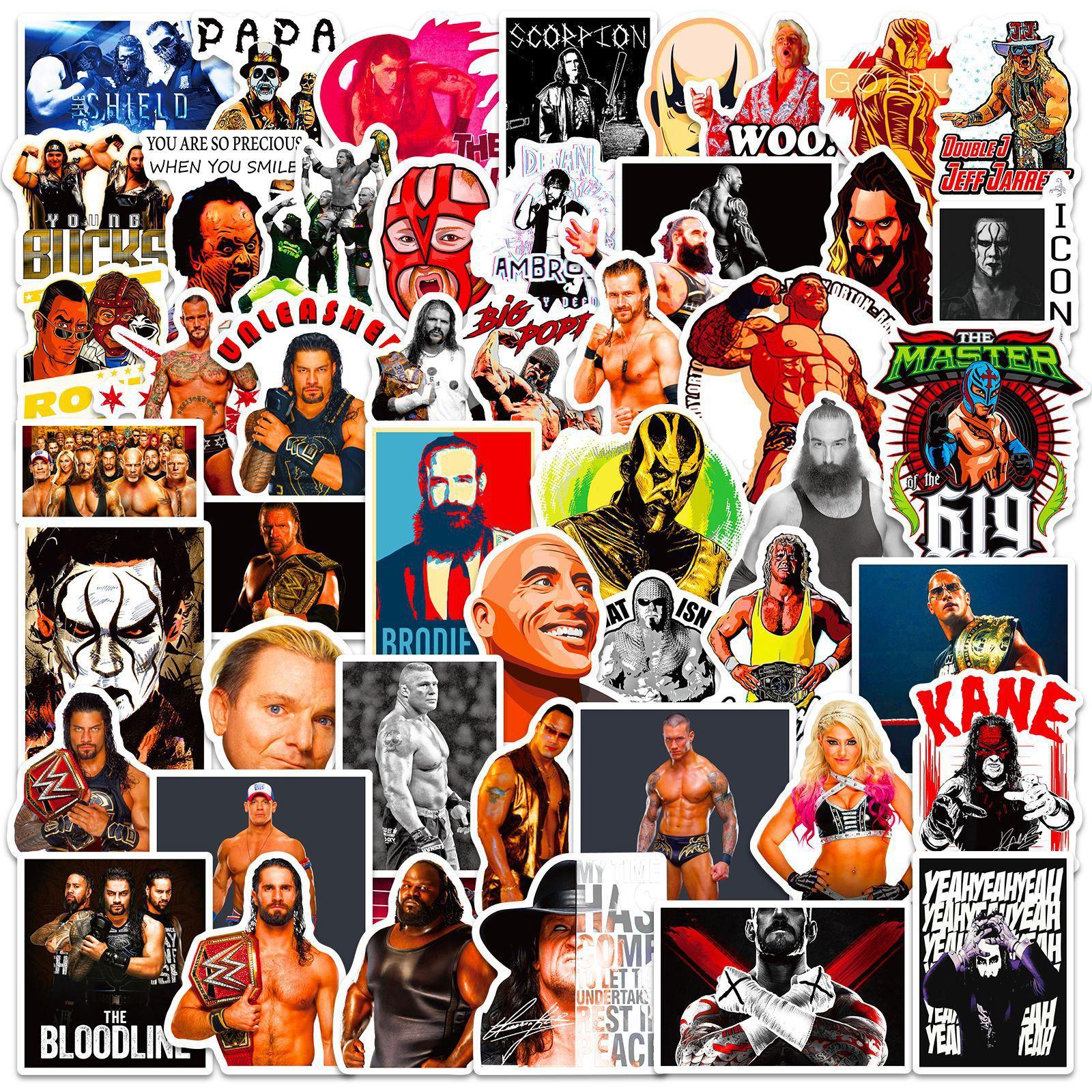 50 наклеек Wwe Wrestling Pro Wrestling Wrestling Show Наклейки с персонажами спортивных мероприятий