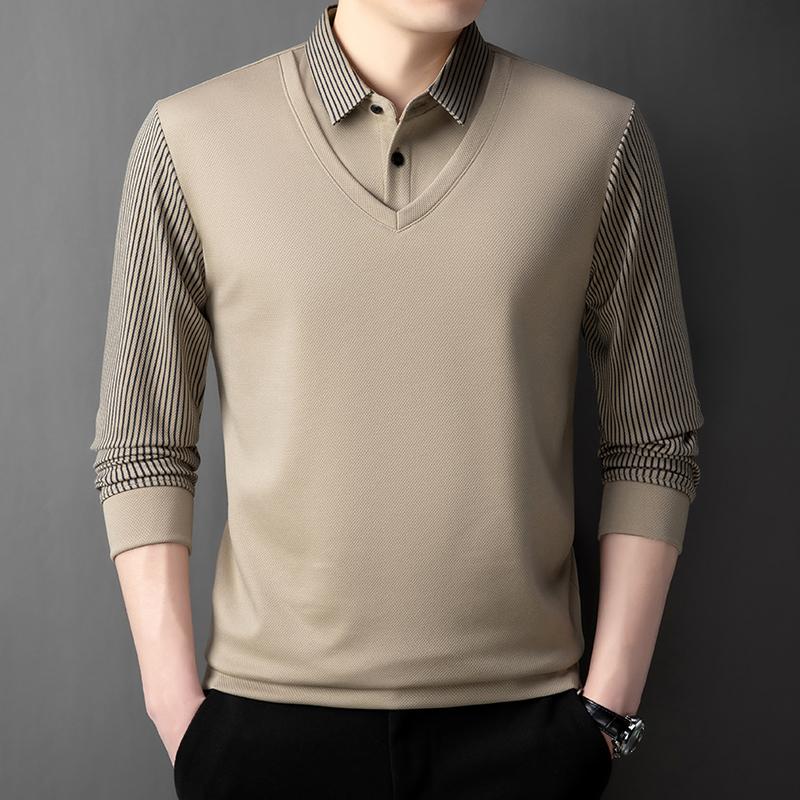 High Quality Long Sleeved Men'S Polo Shirt For Autumn Winter Fashion Two Pieces Of High-End Design Top Korean Casual T-Shirt