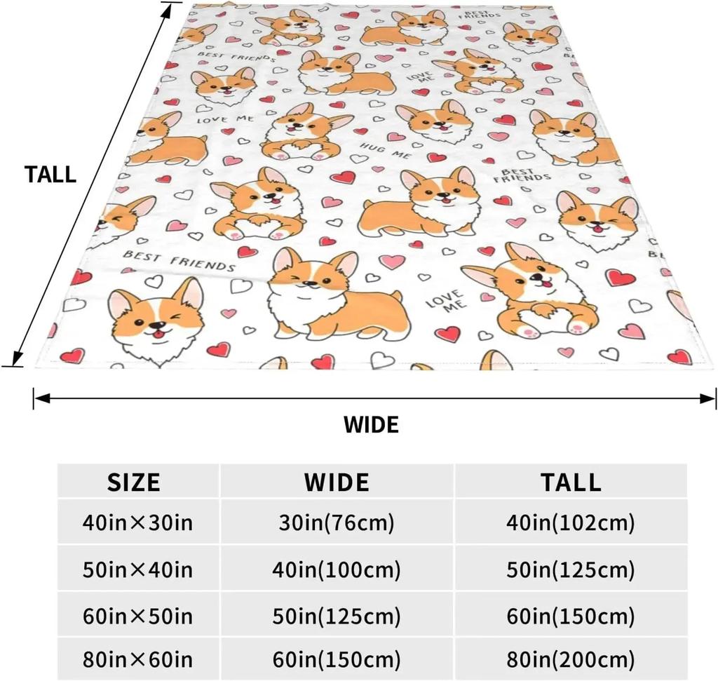 Corgi Decke Niedliches Haustier Hund Corgi Überwurfdecken Superweicher Flanell Gemütliches Cartoon-Muster Tiere Decke Warm Leicht