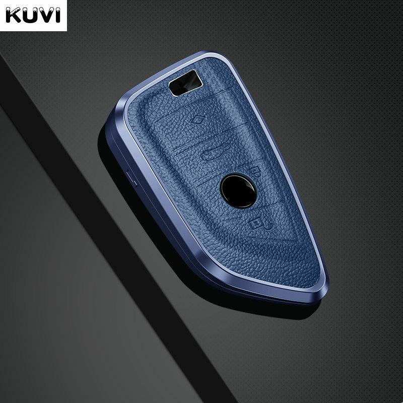 Metal Genuine Leather Auto Smart Key Fob Cover Case Housing Remote Fit For Bmw X1 X3 X5 X6 X7 1 3 5 6 7 Series G20 G30 G11 F15 F16 G01 G02 F48