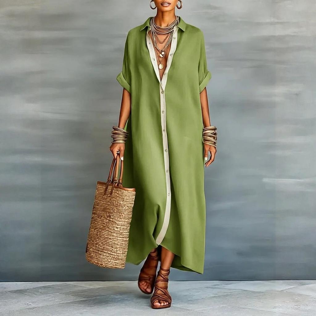 Damenkleid Lässig Fließende Kleider V-Ausschnitt Urlaub Boho Strand Sommerkleid