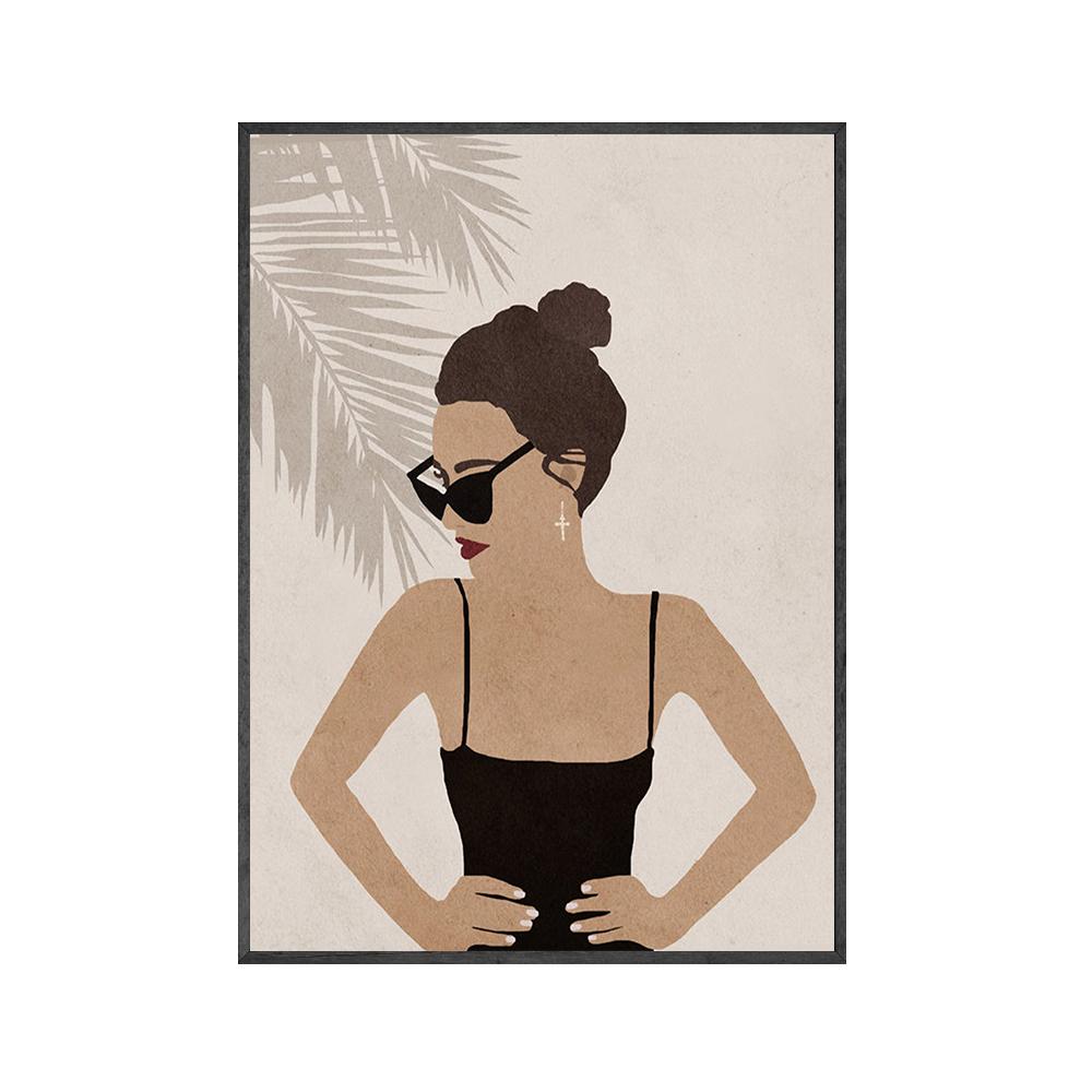 

Современная абстрактная мода девушка настенное искусство бохо холст живопись скандинавские геометрические женские постеры и принты для украшения комнаты 21x30cm No Framed