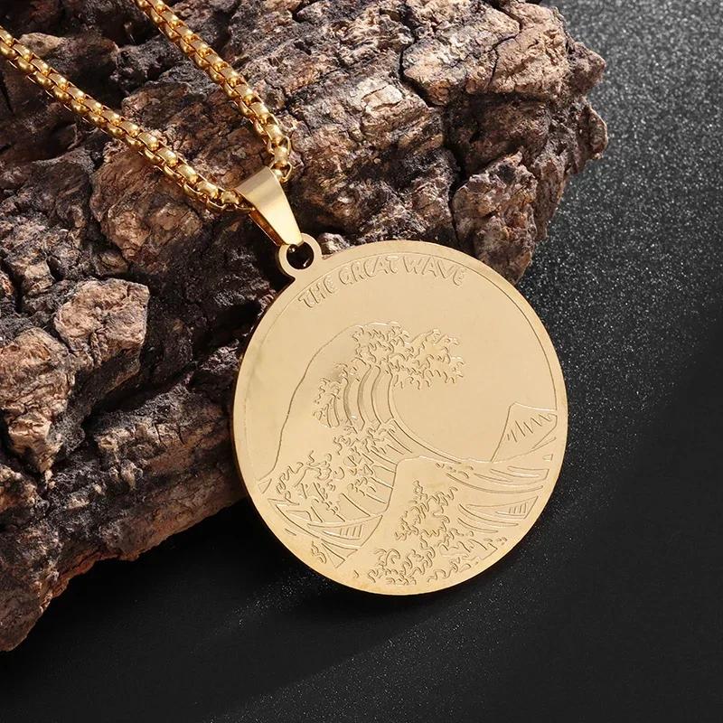Fashion Hip Hop Stainless Steel Double Koi Fish Medal Pendant Necklace for Men and Women Fashion Lucky Jewelry Gift
