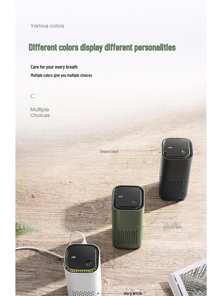 Silent Negative Ion Car & Office Air Purifier - Eliminates Odors & Smoke