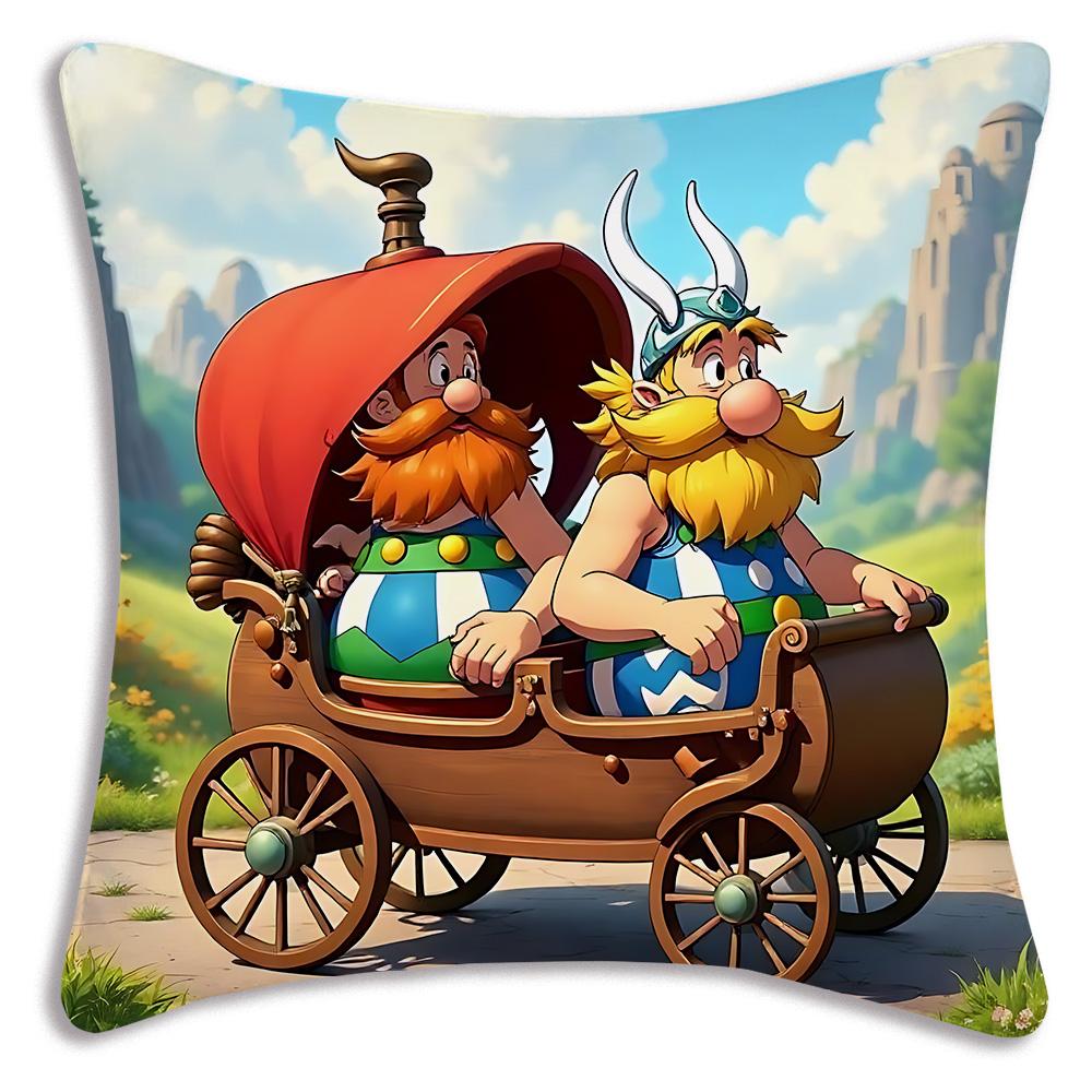 Federe Cuscino Carine Asterix E O-Obelix Cartone Animato Divano Decorativo Casa Stampa Double-sided Peluche Corto Federa Cuscino Carina