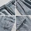 Korean and Japanese Style Men's Drawstring Trousers Spring Autumn Denim Pants Vintage Workwear Long Pants with Dual 3D Pockets