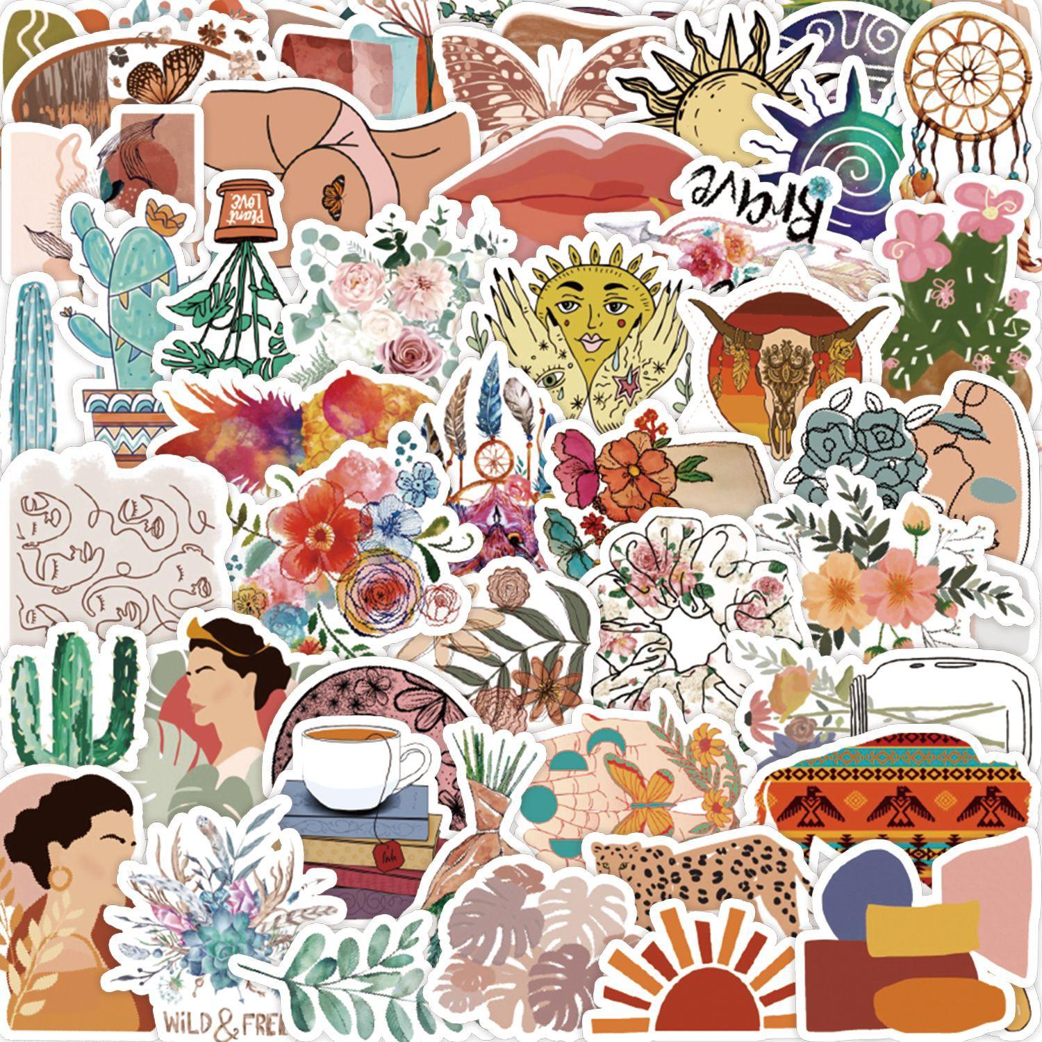 

50 милых мультяшных граффити-наклеек для ноутбука, мобильного телефона, чашки с водой, декоративные наклейки, водонепроницаемые наклейки для ручного аккаунта