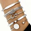 Striped rhombus pattern exaggerated personalized twist design multi-layer opening stacked bracelet women's bracelet set