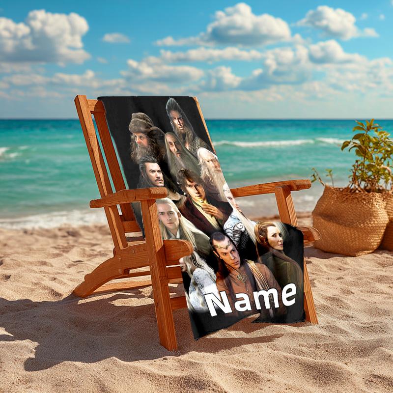 Personalized customized proof beach towel with The Fellowship of the Ring pattern - soft, absorbent,quick-drying,perfect swimming,camping&bathing