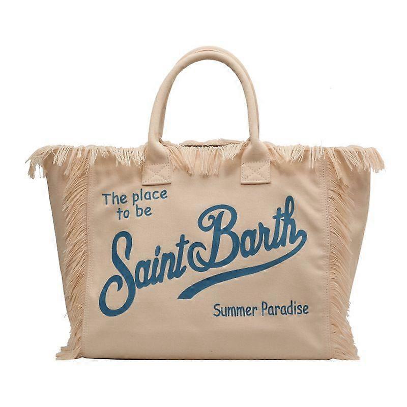 Spacious Beach Tote with Handmade Tassels