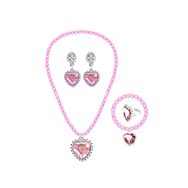 DŮVĚRYHODNÝ Dětský třpytivý princeznovský set doplňků, 8 kusů (Korunka ve tvaru srdce, Kouzelná hůlka, Náhrdelník, Náušnice, Náramek, Prsten, Rukavice, Originální zboží),